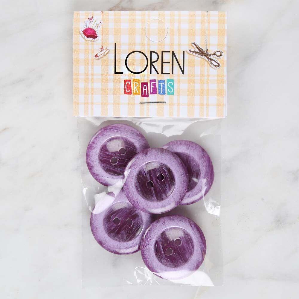 Loren Crafts 5'li Mor Düğme - 1734